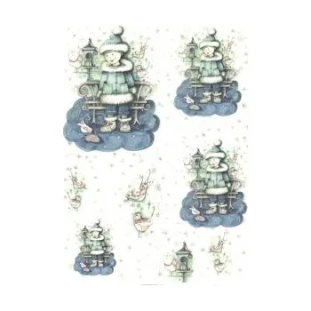 Umělecký papír Rýžový papír na decoupage ITD - Dívka v kožíšku - R0809