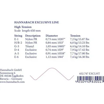 Struna pro kytaru a smyčcový nástroj Hannabach Struny pro klasickou kytaru série Exclusive High tensionE1 EXCL1HT 5953