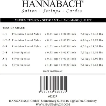 Strunný nástroj Hannabach Struny pro klasickou kytaru série 815 Medium tension Silver special3-tá Diskant 8158MT 5814