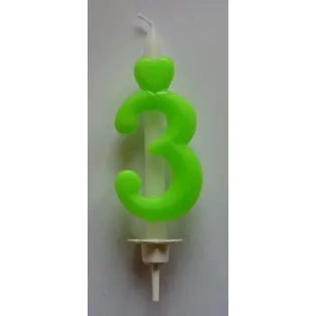 Dortová svíčka Dortová svíčka reflexní zelená - číslice 3