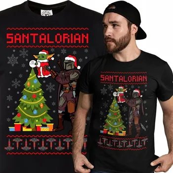 Pánské tričko PÁNSKÉ VÁNOČNÍ TRIČKO MANDALORIAN STAR WARS