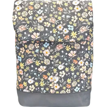 Městský batoh Šedo-žluto-růžový dámský městský batoh s květinami Nixie