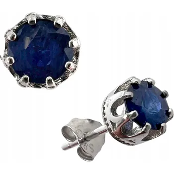 Náušnice DÁMSKÉ MALÉ STŘÍBRNÉ NÁUŠNICE SAFÍR PŘÍRODNÍ KAMENY PUZETKY ZNAČKA 925