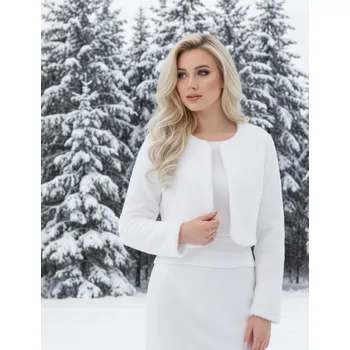 Dámský kožich Jemný zimní svatební kožíšek - bílý: BS-34 Vybraná velikost: 40