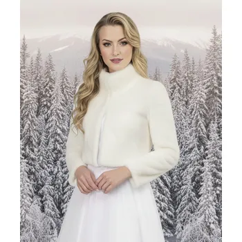 Dámský kožich Kožešinový svatební kabátek ecru BS-94 Vybraná velikost: 40