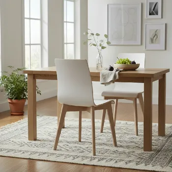 Jídelní židle Bílá jídelní židle se světle hnědýma nohama Rowico Grace, sada 2ks