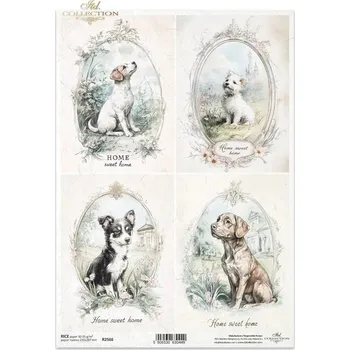 Výtvárné potřeby Rýžový papír na decoupage ITD - Psi v oválku - R2566