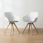 Jídelní křeslo Tina - (bílá, šedá, přírodní) - sada 2 ks