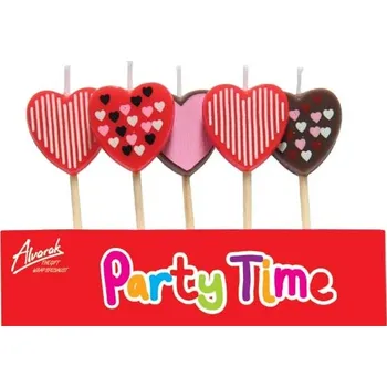 Dortová svíčka Narozeninové svíčky srdíčka - 5ks