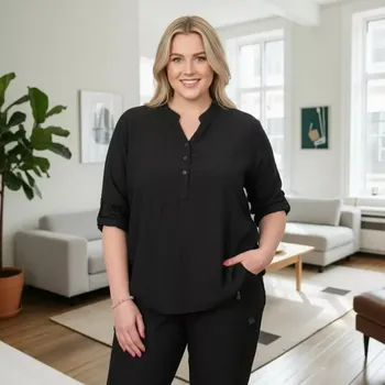 Dámská košile Dámská černá košile s dlouhým rukávem uni velikost XL - XXXL R1351