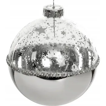 Vánoční dekorace VÁNOČNÍ KOULE SKLENĚNÁ 10 CM STŘÍBRNÁ SADA 4KS