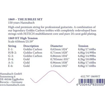 Struna pro kytaru a smyčcový nástroj Hannabach Struna pro klasickou kytaru série 1869 Carbon/Gold HTA5 Gold HT 18695HT 5994