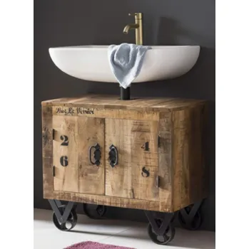 Konzolový stolek Sit Möbel Skříňka pod umyvadlo na kolečkách z mangového dřeva 66x61x43cm