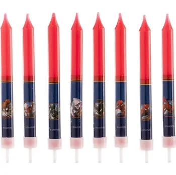 Dortová svíčka Svíčky na dort Spiderman – 8 ks (9 cm)