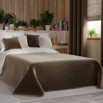 Přehoz na lůžko Přehoz na postel VELVI 002 hnědá 220x240 cm Mybesthome