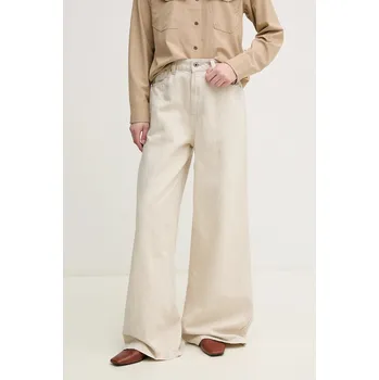 Dámské džíny Džíny s příměsí lnu Pepe Jeans WIDE LEG JEANS UHW JAIMY PL204740TC9 béžová 80X, vel. 27/34