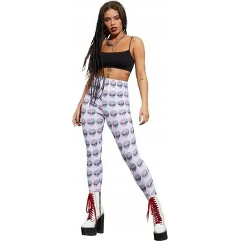 Dámské legíny BÍLÉ LEGÍNY MIMOZEMŠŤAN KOSMICI MIMOZEMŠŤAN VESMÍR VESMÍRNÁ PÁRTY M