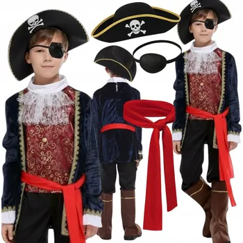 Karnevalový kostým PIRÁTSKÝ KOSTÝM PRO DĚTI L 120-130 cm Kostým Piráta s Kloboukem na KARNEVAL
