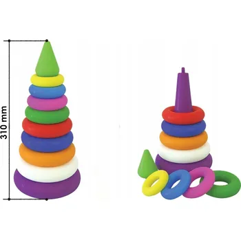 Hračka pro nejmenší Velká, barevná PYRAMIDA třídič kroužky skládačka