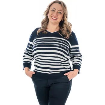 Dámský svetr Dámský svetřík STRIPE 42/44 Modrobílá