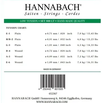 Struna pro kytaru a smyčcový nástroj Hannabach Struny pro Klasickou kytaru Serie 800 Low tension PostříbřenéSada low 800LT 196284