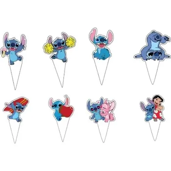 Party dekorace Zápichy na dort mini Stitch 24 ks