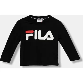 Dětské bavlněné tričko s dlouhým rukávem Fila BREY FAK0378 černá 99X, vel. 122-128