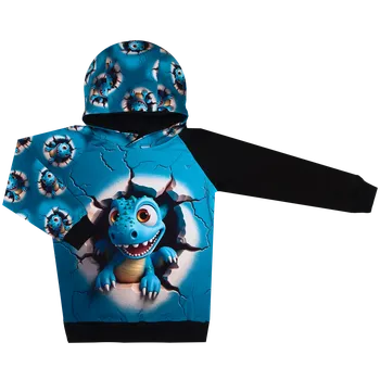 Mikina s kapucí - DINO modrý Velikost: 80