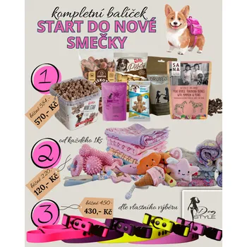 Kosmetická sada Kompletní balíček pro štěně - START DO NOVÉ SMEČKY - fenka, Výběr: set obojek a vodítko