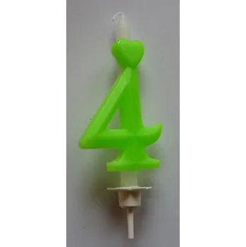 Dortová svíčka Dortová svíčka zelená reflexní - číslice 4