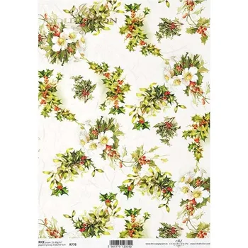 Umělecký papír Rýžový papír na decoupage ITD - Cesmína - R0776