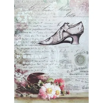 Umělecký papír Rýžový papír na decoupage ITD - Střevíc a písmo - R0706