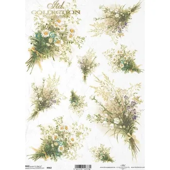 Umělecký papír Rýžový papír na decoupage ITD - Květiny luční - R0962