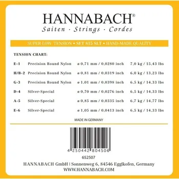 Struna pro kytaru a smyčcový nástroj Hannabach Struny pro klasickou kytaru série 815 Super Low Tension Silver specialA5w 8155SLT 5791