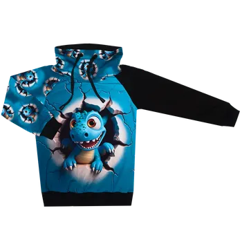 Mikina se stojáčkem - DINO modrý Velikost: 128