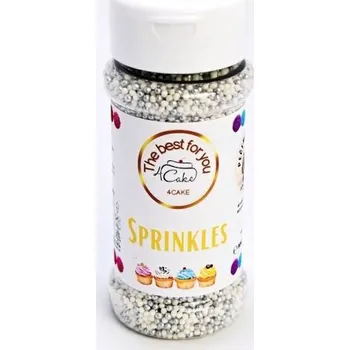 Jedlá dekorace na dort Cukrový máček bílo-stříbrný (90 g)