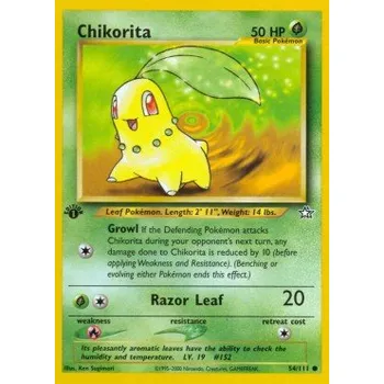 Karetní hra Pokémon NG 054/111 Chikorita 1st EDITION - Neo Genesis Stav: Good