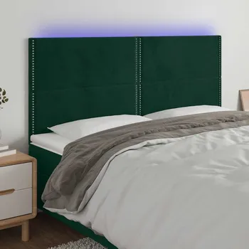 vidaXL Čelo postele s LED 180x5x118/128 cm samet [3122346] Barva: Tmavě zelená