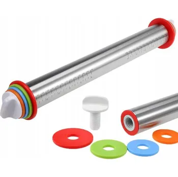 Váleček na těsto VÁLEČEK DO CIASTA REGULOWANY VÁLEČEK NA TĚSTO OCELOVÝ S REGULACÍ TLOUŠŤKY