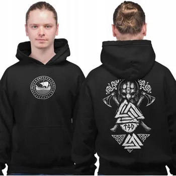 Pánská mikina Pánská mikina s kapucí Wiking Viking, potisk severského válečníka a mytologie