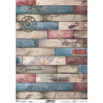Umělecký papír Rýžový papír na decoupage ITD - Barevné dřevo, London - R1126