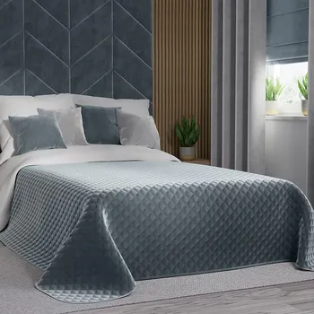 Přehoz na lůžko Přehoz na postel VELVI 063 šedá/modrá 220x240 cm Mybesthome