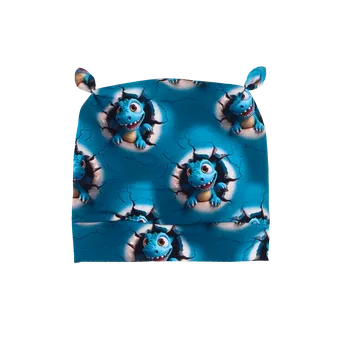 Čepička s ouškama - DINO modrý Velikost: Newborn