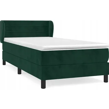 Postel Kontinentální postel sametová tmavě zelená 203 x 83 x 78/88 cm s matrací