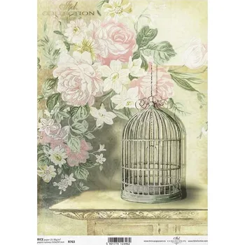 Výtvárné potřeby Rýžový papír na decoupage ITD - Stůl, klícka, květiny - R0763