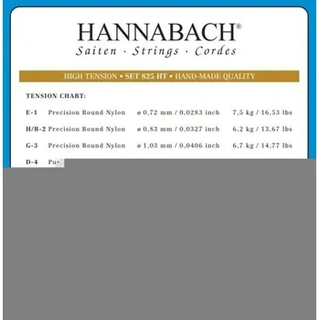 Struna pro kytaru a smyčcový nástroj Hannabach Struna pro klasickou kytaru série 825 High tension Speciální pozlaceníH/B2 8252HT 5877