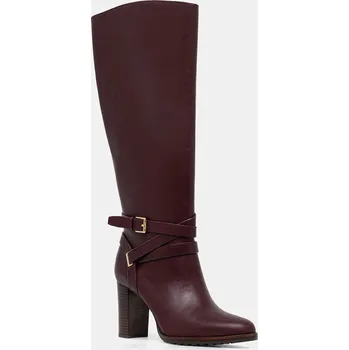 Dámské kozačky Kožené kozačky Lauren Ralph Lauren Cllns Tl Hl 802974386003.600 burgundské 93X, EUR 36