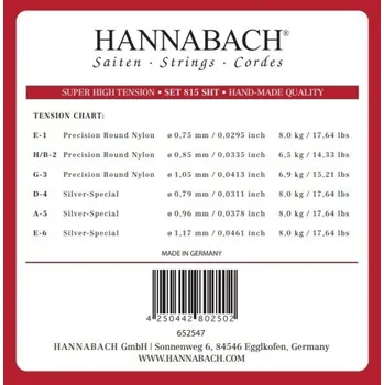 Strunný nástroj Hannabach Struny pro klasickou kytaru série 815 Super High Tension Silver special3-tá Diskant 8158SHT 5832