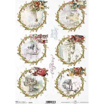 Umělecký papír Rýžový papír na decoupage ITD - Vánoce,cesmína,krajinky - R1475