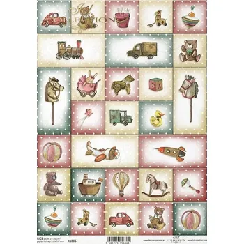 Umělecký papír Rýžový papír na decoupage ITD - Retro hračky - R1806